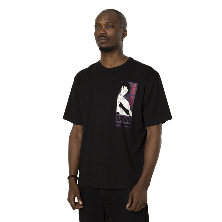 T-shirt Noir Naruto Shippuden Sasuke Homme coupe Relaxed fit Capslab