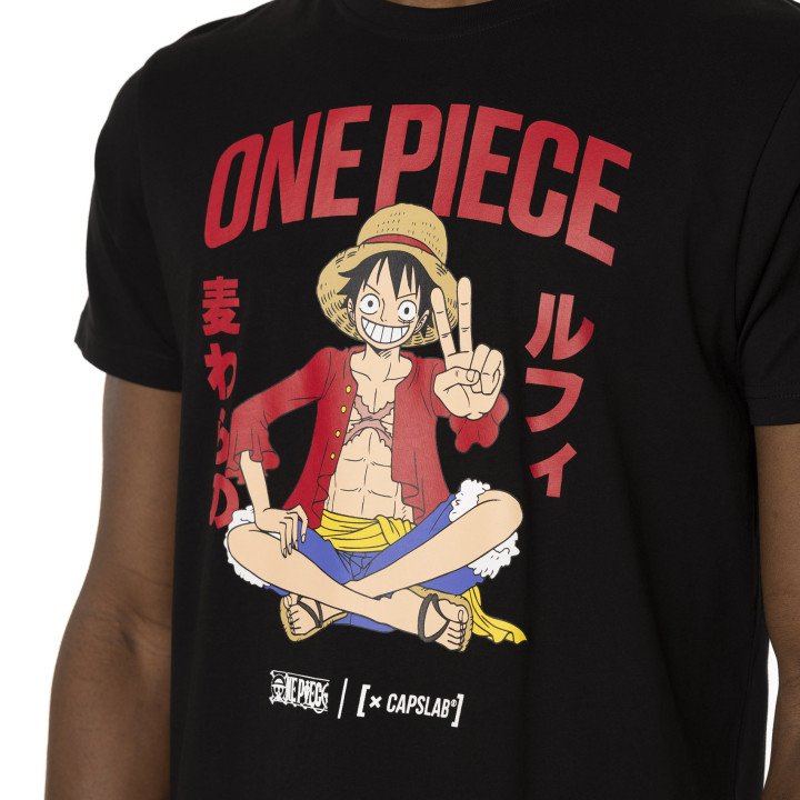 T-shirt Noir One Piece Luffy Homme coupe Regular Capslab