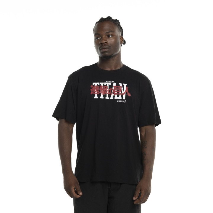T-shirt Noir L'Attaque Des Titans homme coupe Relaxed fit Capslab